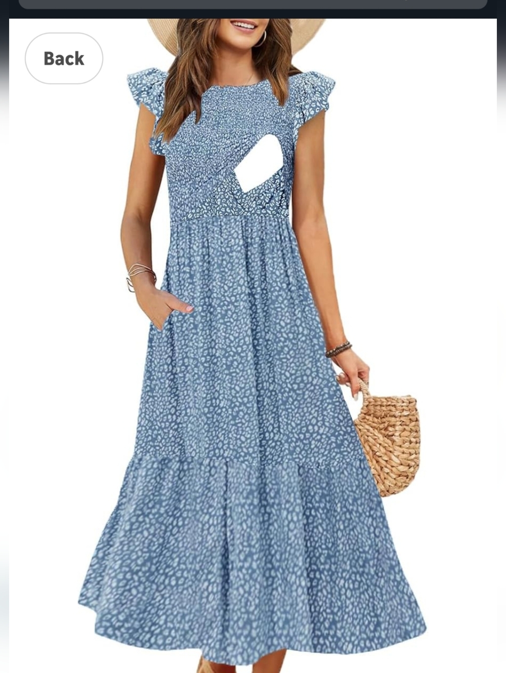Blue Floral Maxi Dress with Smocked Bodice Nursing Dress